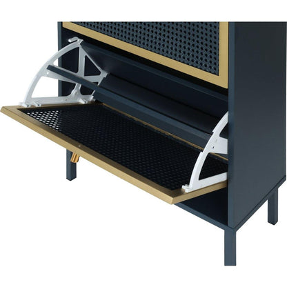 3 Metal Door Shoe Rack, Freestanding Modern Shoe Storage Cabinet, Metal rattan, for Entryway