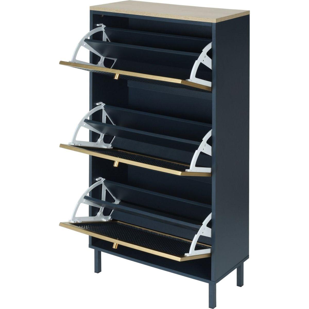 3 Metal Door Shoe Rack, Freestanding Modern Shoe Storage Cabinet, Metal rattan, for Entryway