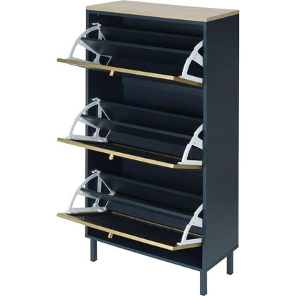 3 Metal Door Shoe Rack, Freestanding Modern Shoe Storage Cabinet, Metal rattan, for Entryway