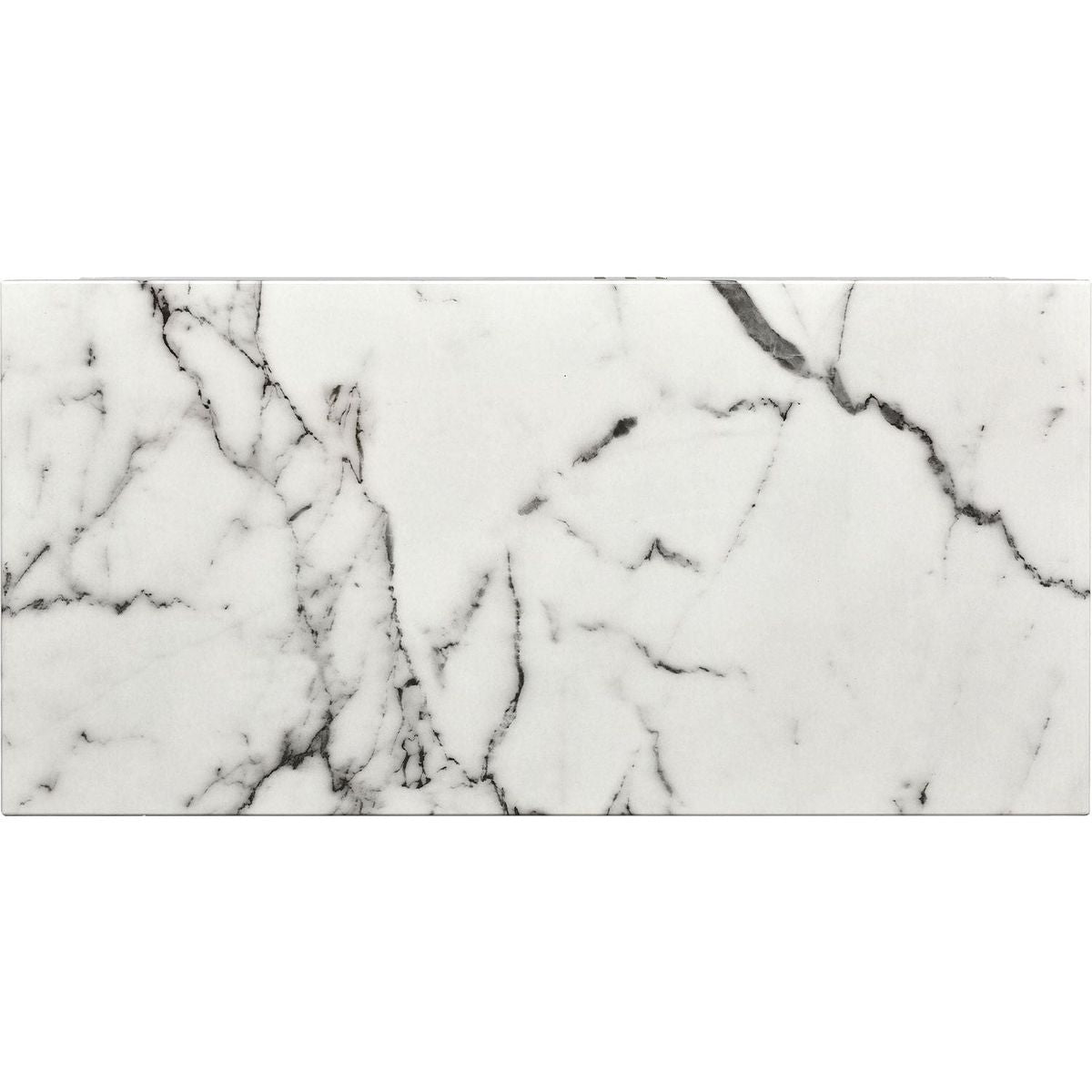 Contemporary Coffee Table with Faux Marble Top, Rectangle Cocktail Table with Caster Wheels, Moderate Luxury Center Table with Gold Metal Bars for Living Room, White