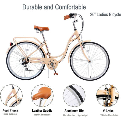 Ladys Bike, 7 Speed, Steel Frame, Multiple Colors